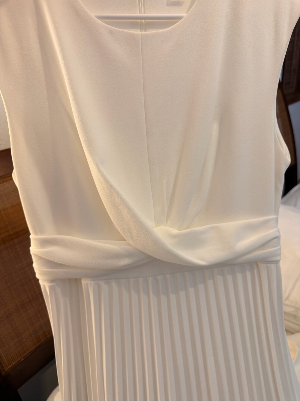 Calvin Klein Cream Sleeveless Pleated Maxi Dress